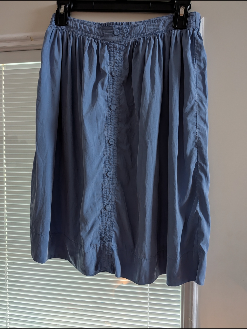 Zara Light Blue Button-Front A-Line Skirt